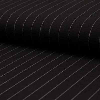 Tissu Jersey Milano Rayures blanches sur fond Noir profond - Par 10 cm