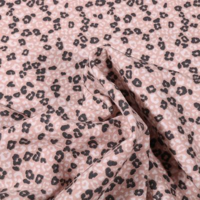 Tissu Jersey Coton Bio Tâches léopard sur fond Rose - Par 10 cm