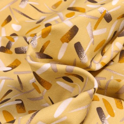 Tissu Jersey Coton Bio Tâches colorées sur fond Jaune - Par 10 cm
