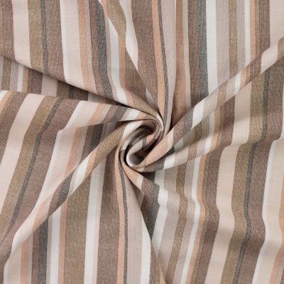 Tissu Viscose extensible Rayures verticales sur fond Beige sable - Par 10 cm