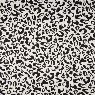 Tissu Coton satiné extensible Tâches léopard noires sur fond Blanc - Par 10 cm