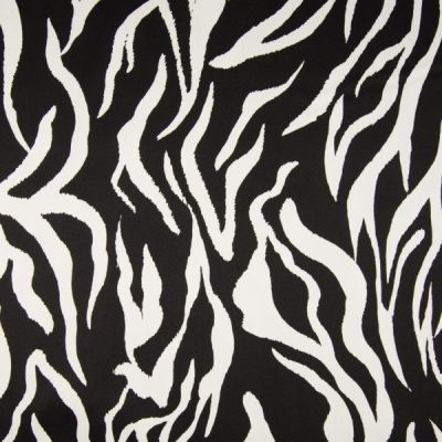 Tissu Coton satiné extensible imprimé zébré  Noir - Par 10 cm