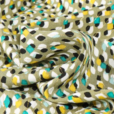 Tissu Viscose lurex Chally Laryz Pois sur fond Vert amande - Par 10 cm