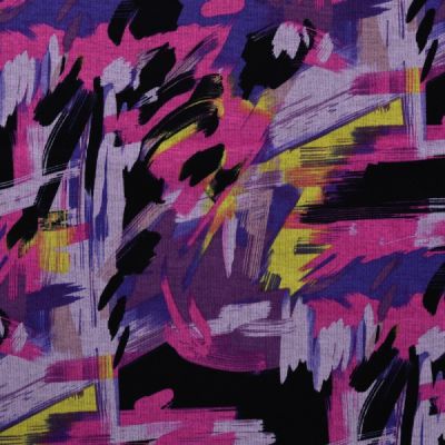 Tissu Jersey Milano Stripes fuschia sur fond Violet - Par 10 cm