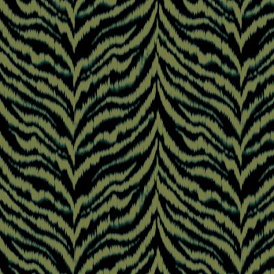 Tissu Polyester Stretch Zébré Vert sur fond Noir - Par 10 cm