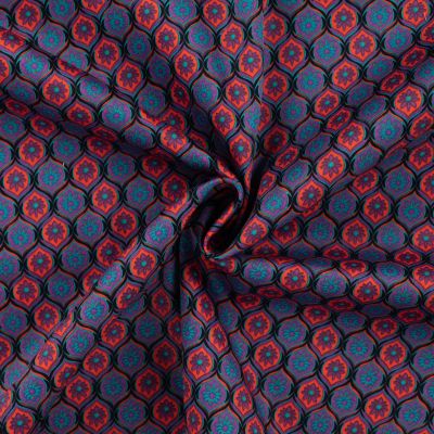 Tissu Coton Satiné extensible imprimé Fancy sur fond Noir - Par 10 cm