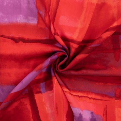 Tissu Satin de Viscose Milou sur fond Rouge - Par 10 cm
