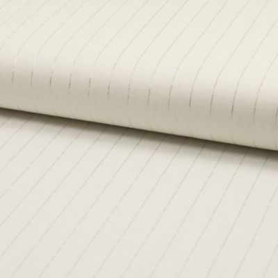 Tissu Polyviscose extensible rayures lurex Ecru - Par 10 cm