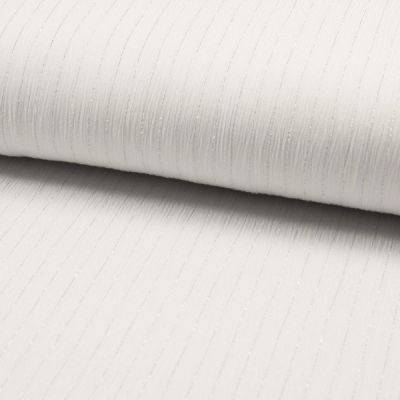 Tissu Crépon Viscose rayures lurex Blanc - Par 10 cm