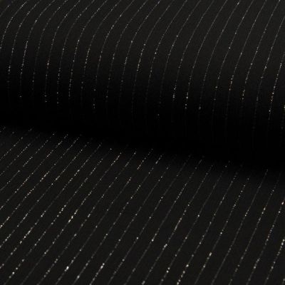 Tissu Crépon Viscose rayures lurex Noir - Par 10 cm
