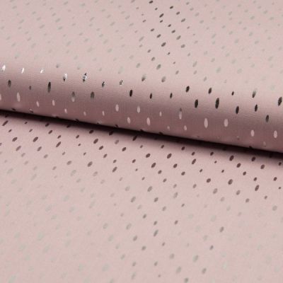 Tissu Viscose  Gouttes métallisées argentées Rose pâle - Par 10 cm