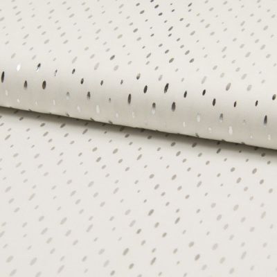 Tissu Viscose  Gouttes métallisées argentées Ecru - Par 10 cm