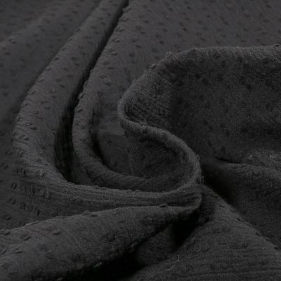 Coupon Tissu Voile de Coton Plumetis uni Noir - Coupon de 20 cm