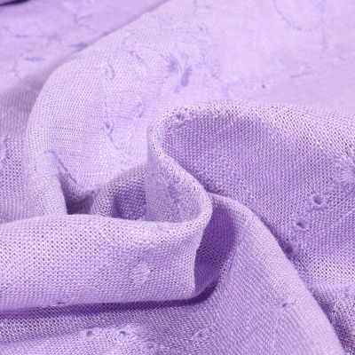 Tissu Lin Viscose Enora sur fond Lilas - Par 10 cm