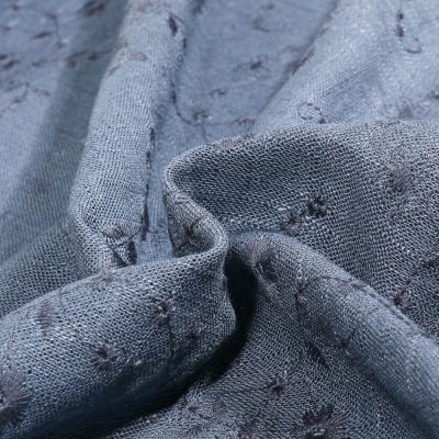 Tissu Lin Viscose Enora sur fond Bleu denim - Par 10 cm