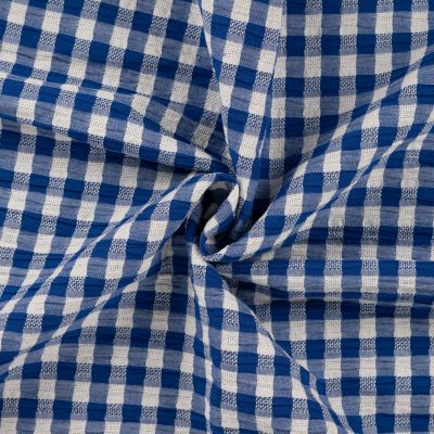 Tissu Seersucker Vichy carreaux Bleu roi - Par 10 cm