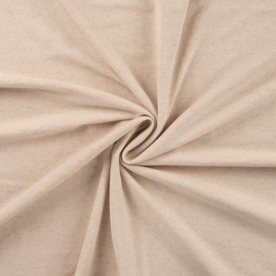 Tissu Jersey Coton Lin uni Beige chiné - Par 10 cm