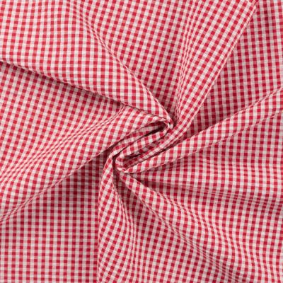 Tissu Seersucker Coton Vichy Rouge sur fond Blanc - Par 10 cm