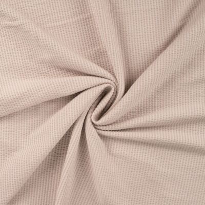 Tissu Jersey Seersucker rayé Beige sable - Par 10 cm