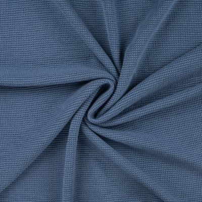 Tissu Maille aspect point mousse uni Bleu denim - Par 10 cm