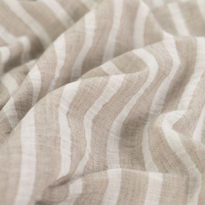 Tissu aspect Lin rayé Beige - Par 10 cm