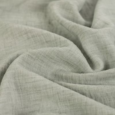Tissu aspect Lin uni Vert - Par 10 cm