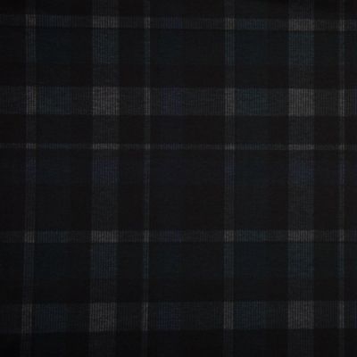 Tissu Milano Carreaux Bleu-noir-écru sur fond Bleu pétrole - Par 10 cm
