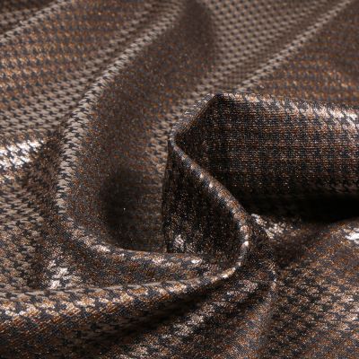 Tissu Jersey Milano Pied de poule Métallisé marron sur fond Marron - Par 10 cm
