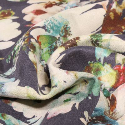 Tissu Suédine Scuba Donja sur fond Bleu denim - Par 10 cm