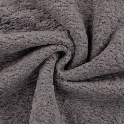 Tissu Laine mélangé bouclette uni Gris anthracite - Par 10 cm