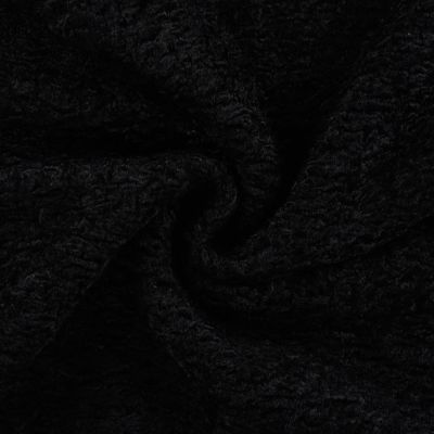 Tissu Laine mélangé bouclette uni Noir - Par 10 cm