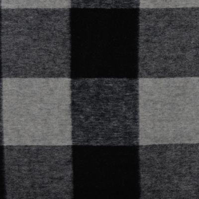 Tissu Laine mélangé Carreaux Noirs sur fond Noir - Par 10 cm