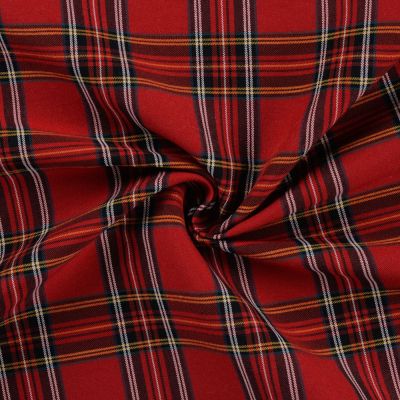 Tissu Bengaline Motif Tartan sur fond Rouge - Par 10 cm