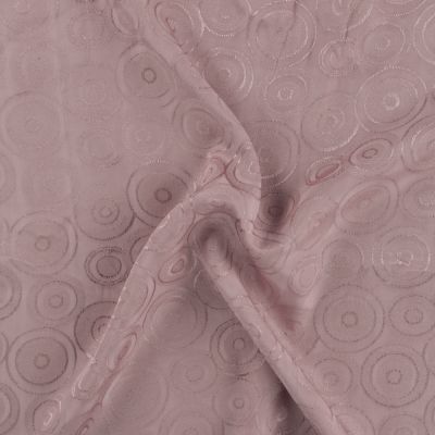 Tissu Viscose Jacquard Cercles en relief sur fond Vieux rose - Par 10 cm