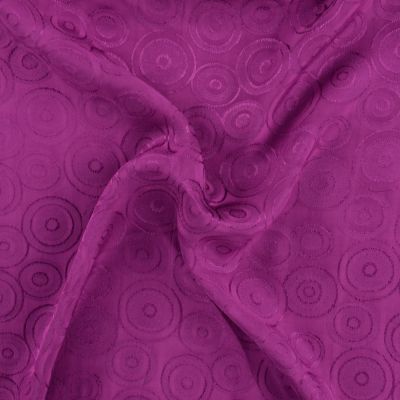 Tissu Viscose Jacquard Cercles en relief sur fond Violine - Par 10 cm