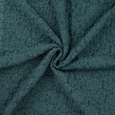 Tissu Dentelle Fleurs gaufrées Bleu canard - Par 10 cm