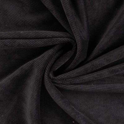 Tissu Velours Côtelé lavé  Eden envers fausse fourrure uni  Noir - Par 10 cm