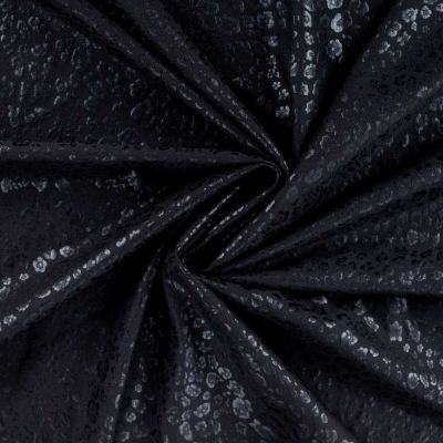 Tissu Simili cuir Naya extensible effet panthère brillant sur fond Noir - Par 10 cm