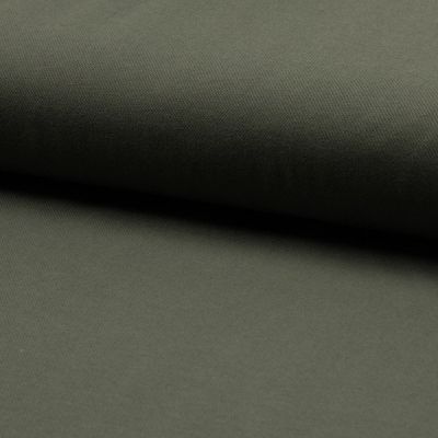 Coupon Tissu Jersey Piqué de coton spécial Polo Vert kaki - Coupon de 10 cm
