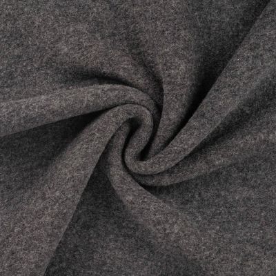 Tissu Laine bouillie uni Gris anthracite chiné - Par 10 cm