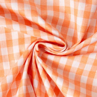 Tissu Toile de Coton enduite Vichy Bardot sur fond Orange - Par 10 cm
