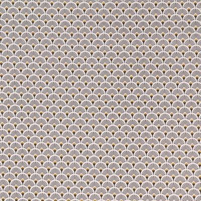 Tissu Coton Enduit Eventails Gris - Par 10 cm