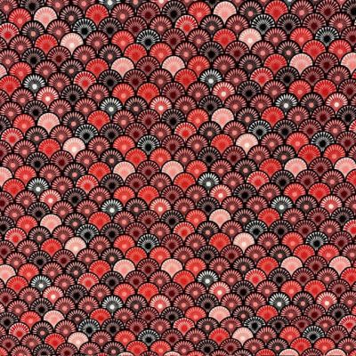 Tissu Coton imprimé Suri sur fond Rouge - Par 10 cm