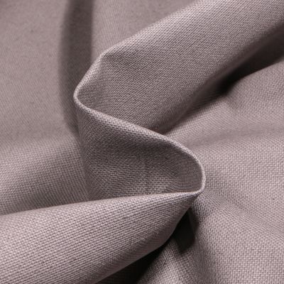 Tissu Toile Coton Lin enduit uni Gris - Par 10 cm