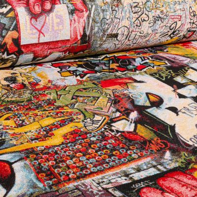 Tissu Jacquard Graff sur fond Multicolore - Par 10 cm