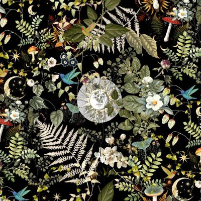 Tissu Velours ras épais tout doux Celeste sur fond Noir - Par 10 cm