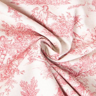 Coupon Tissu Coton imprimé Arty Mini pastorale rouge sur fond Naturel - Par coupon de 3 mètres