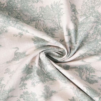 Coupon Tissu Coton imprimé Arty Mini pastorale vert sur fond Naturel - Par coupon de 3 mètres