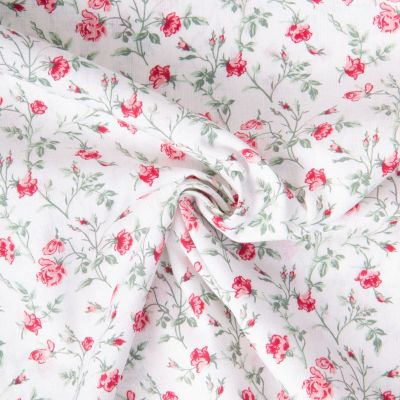 Coupon Tissu Coton imprimé Arty Fleuris sur fond Blanc - Par coupon de 3 mètres