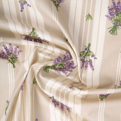 Coupon Tissu Coton Enduit Coutil de Provence rayé gris sur fond Blanc - Coupon de 3 mètres